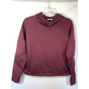 -1. Puma Women's Keep You Dry Cropped Pullover Sweatshirt Hoodie Maroon Size XL